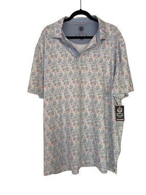 XXL Flag & Anthem Men's Floral Button-Down Shirt in Light Blue & Peach